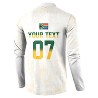 South Africa Cricket Champion Custom Button Sweatshirt Gold Proteas - All White - Wonder Print Shop