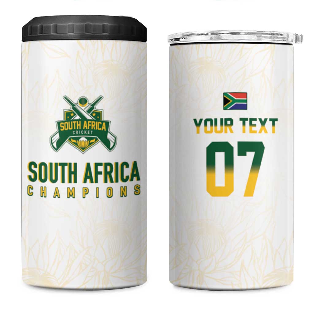 South Africa Cricket Champion Custom 4 in 1 Can Cooler Tumbler Gold Proteas - All White - Wonder Print Shop