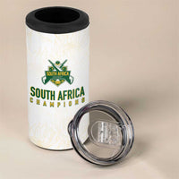 South Africa Cricket Champion Custom 4 in 1 Can Cooler Tumbler Gold Proteas - All White - Wonder Print Shop