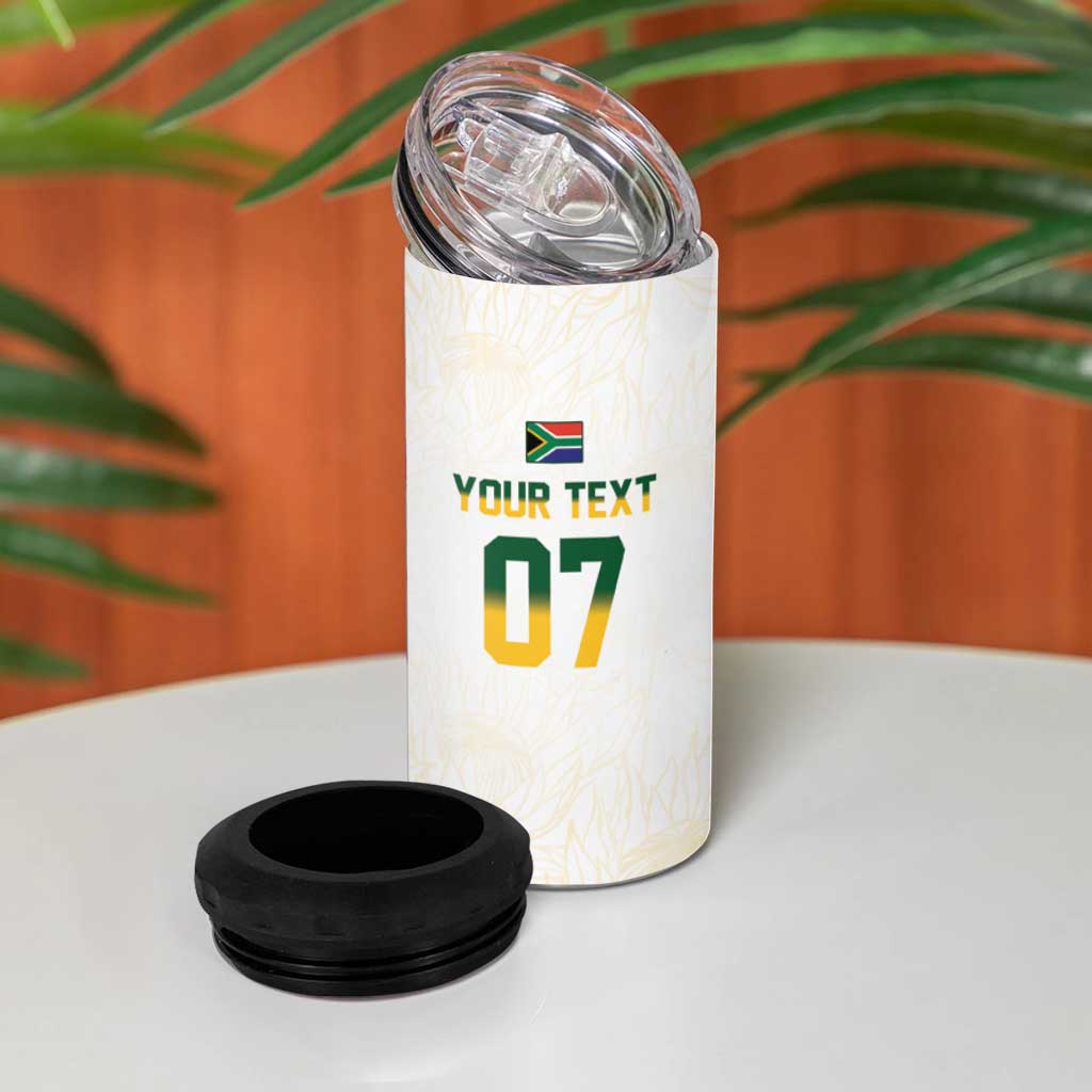 South Africa Cricket Champion Custom 4 in 1 Can Cooler Tumbler Gold Proteas - All White - Wonder Print Shop