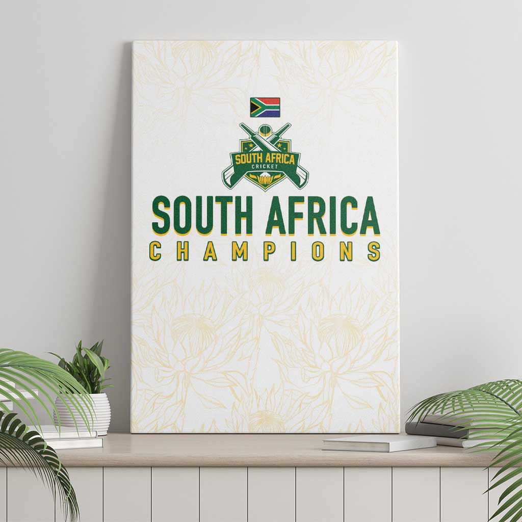South Africa Cricket Champion Canvas Wall Art Gold Proteas - All White - Wonder Print Shop