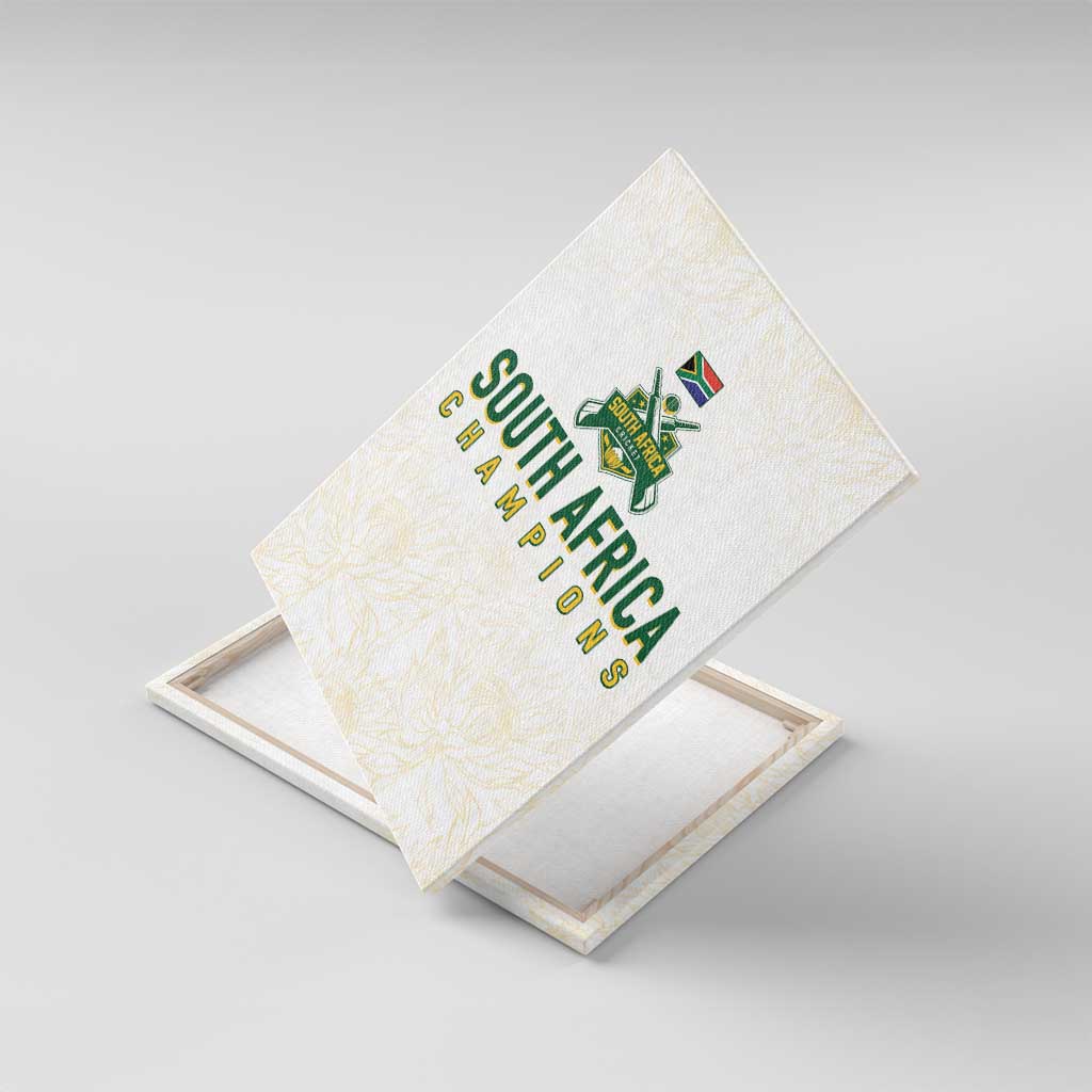 South Africa Cricket Champion Canvas Wall Art Gold Proteas - All White - Wonder Print Shop