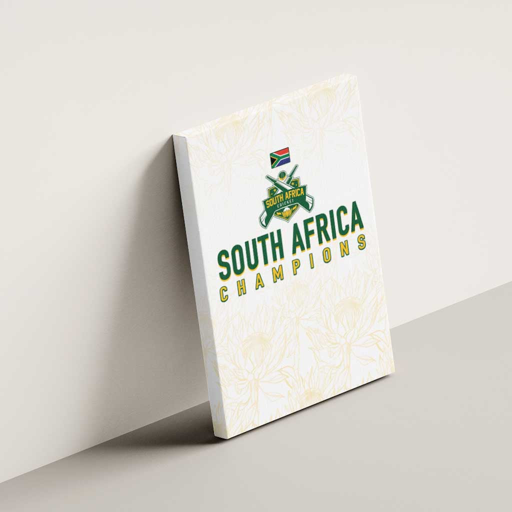 South Africa Cricket Champion Canvas Wall Art Gold Proteas - All White - Wonder Print Shop