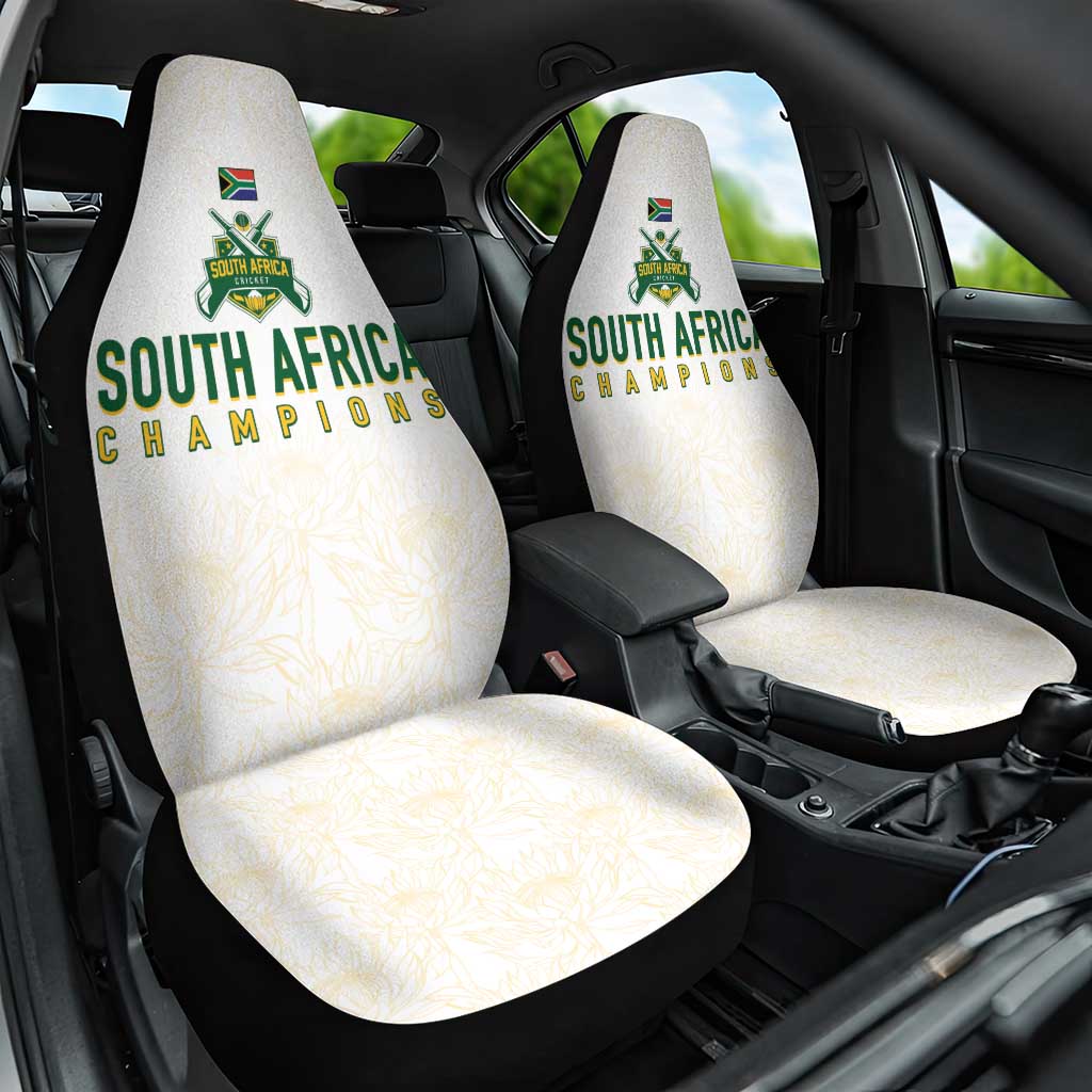 South Africa Cricket Champion Car Seat Cover Gold Proteas - All White - Wonder Print Shop