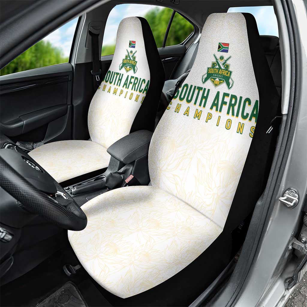 South Africa Cricket Champion Car Seat Cover Gold Proteas - All White - Wonder Print Shop