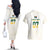 South Africa Cricket Champion Custom Couples Matching Off The Shoulder Long Sleeve Dress and Hawaiian Shirt Gold Proteas - All White - Wonder Print Shop