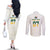 South Africa Cricket Champion Custom Couples Matching Off The Shoulder Long Sleeve Dress and Long Sleeve Button Shirt Gold Proteas - All White - Wonder Print Shop