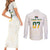 South Africa Cricket Champion Custom Couples Matching Short Sleeve Bodycon Dress and Long Sleeve Button Shirt Gold Proteas - All White - Wonder Print Shop