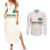 South Africa Cricket Champion Custom Couples Matching Summer Maxi Dress and Long Sleeve Button Shirt Gold Proteas - All White - Wonder Print Shop