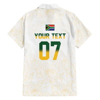 South Africa Cricket Champion Custom Family Matching Long Sleeve Bodycon Dress and Hawaiian Shirt Gold Proteas - All White - Wonder Print Shop