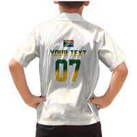 South Africa Cricket Champion Custom Family Matching Mermaid Dress and Hawaiian Shirt Gold Proteas - All White - Wonder Print Shop