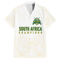 South Africa Cricket Champion Custom Family Matching Off The Shoulder Long Sleeve Dress and Hawaiian Shirt Gold Proteas - All White - Wonder Print Shop
