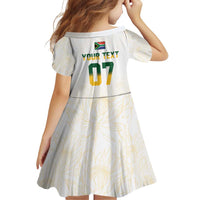 South Africa Cricket Champion Custom Family Matching Off Shoulder Short Dress and Hawaiian Shirt Gold Proteas - All White - Wonder Print Shop