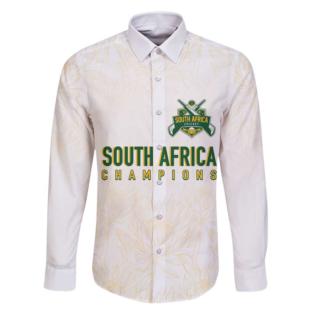 South Africa Cricket Champion Custom Family Matching Puletasi and Hawaiian Shirt Gold Proteas - All White - Wonder Print Shop