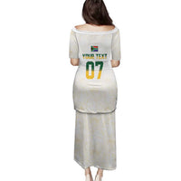 South Africa Cricket Champion Custom Family Matching Puletasi and Hawaiian Shirt Gold Proteas - All White - Wonder Print Shop