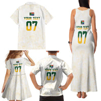 South Africa Cricket Champion Custom Family Matching Tank Maxi Dress and Hawaiian Shirt Gold Proteas - All White - Wonder Print Shop