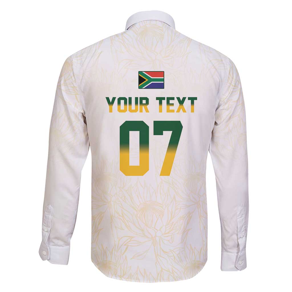South Africa Cricket Champion Custom Family Matching Tank Maxi Dress and Hawaiian Shirt Gold Proteas - All White - Wonder Print Shop