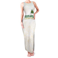 South Africa Cricket Champion Custom Family Matching Tank Maxi Dress and Hawaiian Shirt Gold Proteas - All White - Wonder Print Shop