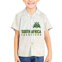South Africa Cricket Champion Custom Family Matching Tank Maxi Dress and Hawaiian Shirt Gold Proteas - All White - Wonder Print Shop