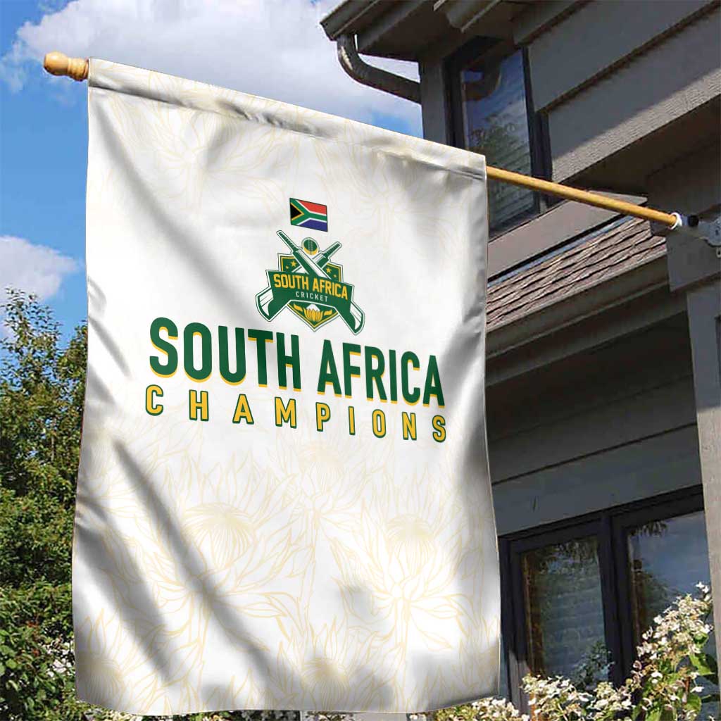 South Africa Cricket Champion Garden Flag Gold Proteas - All White - Wonder Print Shop