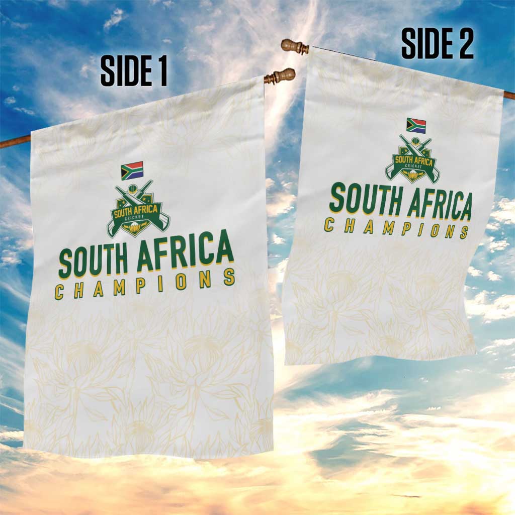 South Africa Cricket Champion Garden Flag Gold Proteas - All White - Wonder Print Shop