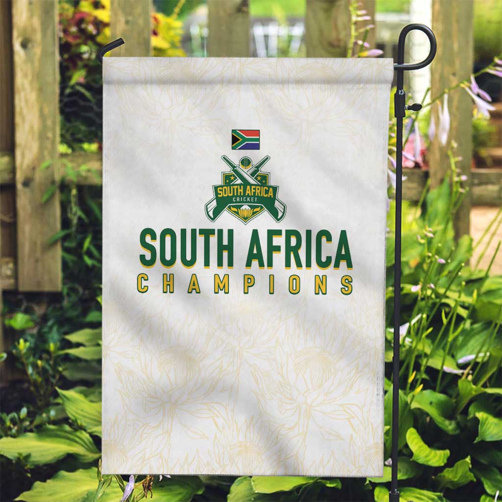South Africa Cricket Champion Garden Flag Gold Proteas - All White - Wonder Print Shop