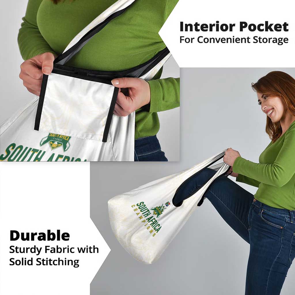 South Africa Cricket Champion Grocery Bag Gold Proteas - All White - Wonder Print Shop