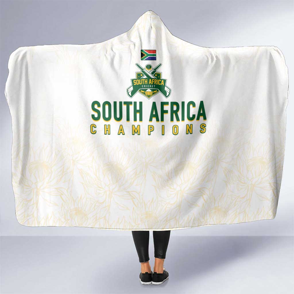 South Africa Cricket Champion Hooded Blanket Gold Proteas - All White - Wonder Print Shop