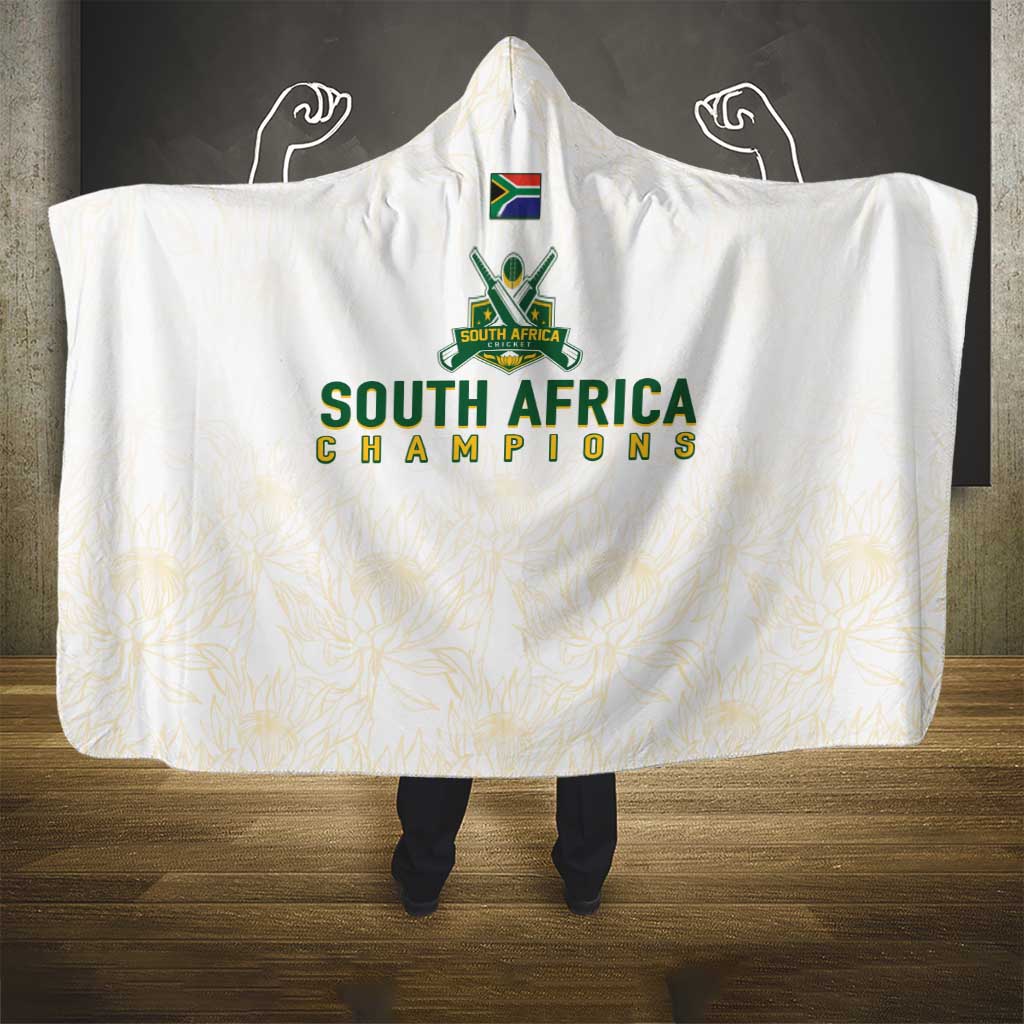 South Africa Cricket Champion Hooded Blanket Gold Proteas - All White - Wonder Print Shop