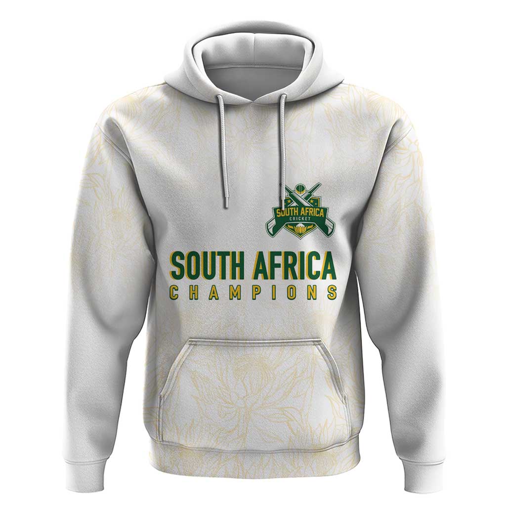 South Africa Cricket Champion Custom Hoodie Gold Proteas - All White - Wonder Print Shop