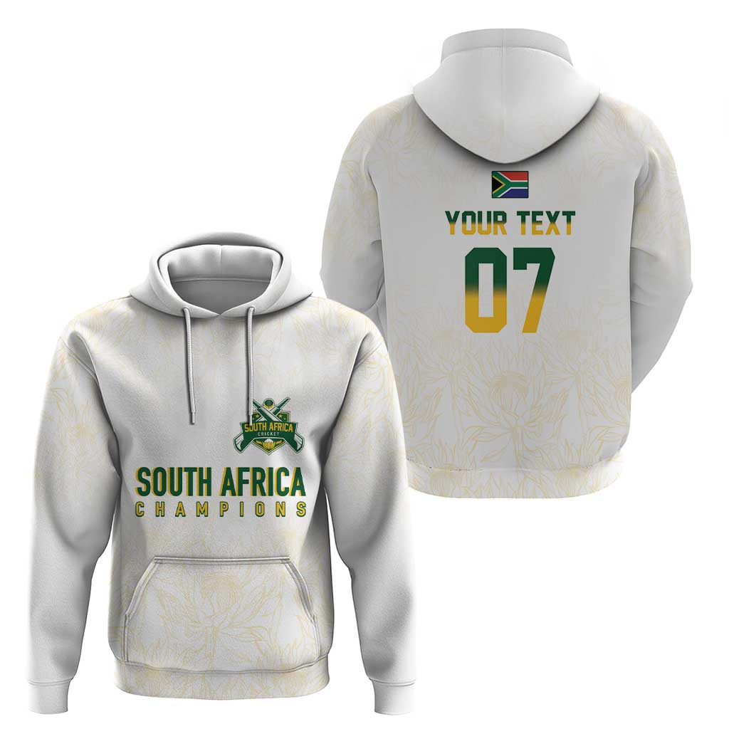 South Africa Cricket Champion Custom Hoodie Gold Proteas - All White - Wonder Print Shop