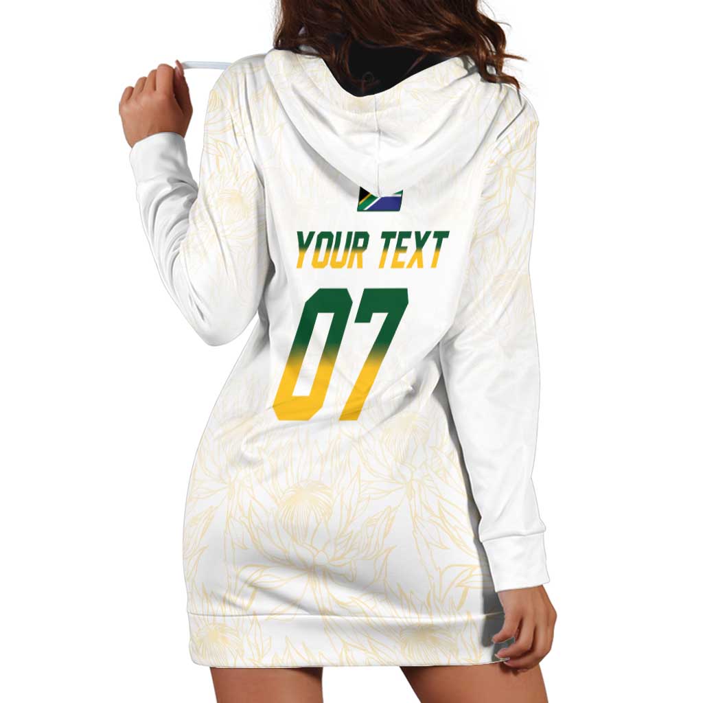 South Africa Cricket Champion Custom Hoodie Dress Gold Proteas - All White - Wonder Print Shop
