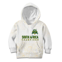 South Africa Cricket Champion Custom Kid Hoodie Gold Proteas - All White - Wonder Print Shop