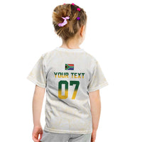 South Africa Cricket Champion Custom Kid T Shirt Gold Proteas - All White - Wonder Print Shop