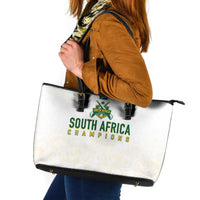 South Africa Cricket Champion Leather Tote Bag Gold Proteas - All White - Wonder Print Shop
