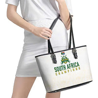 South Africa Cricket Champion Leather Tote Bag Gold Proteas - All White - Wonder Print Shop