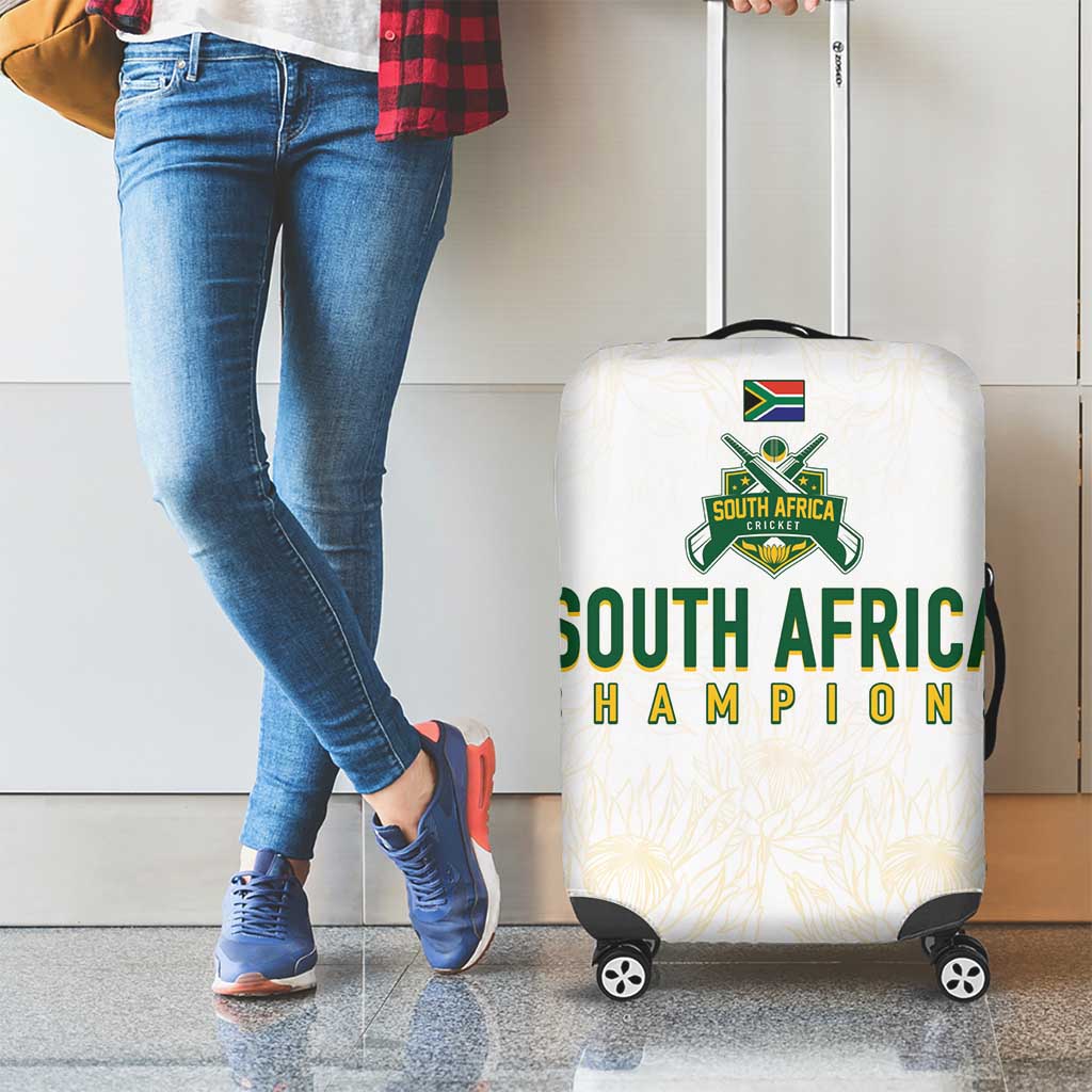 South Africa Cricket Champion Luggage Cover Gold Proteas - All White - Wonder Print Shop