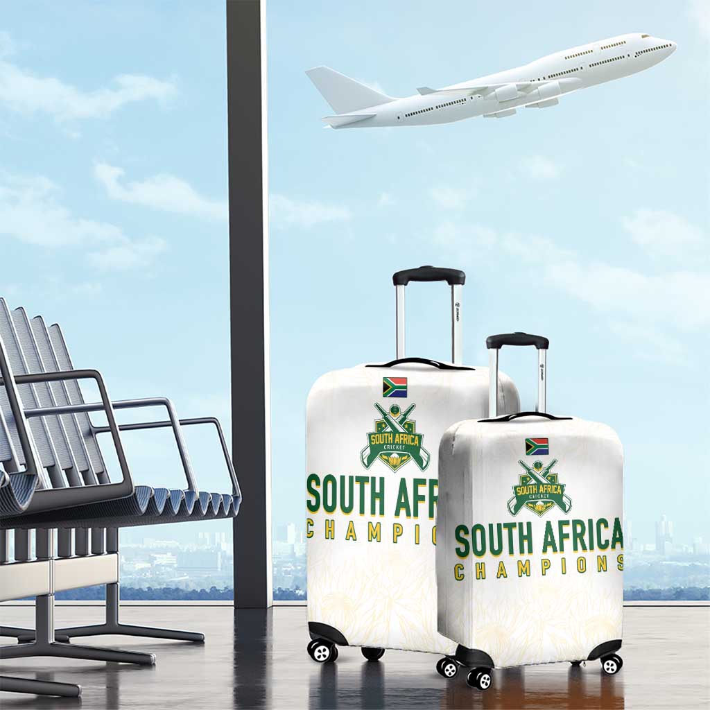 South Africa Cricket Champion Luggage Cover Gold Proteas - All White - Wonder Print Shop