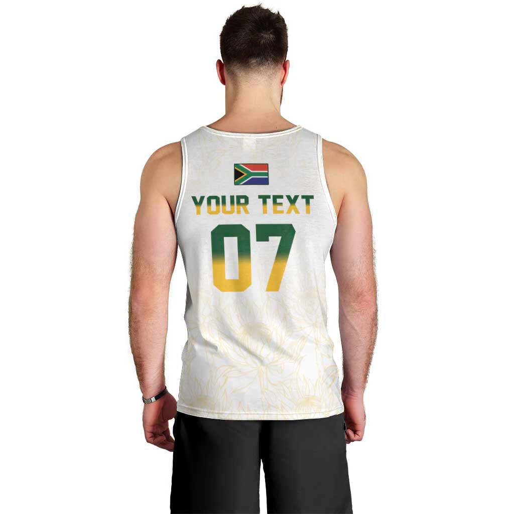 South Africa Cricket Champion Custom Men Tank Top Gold Proteas - All White - Wonder Print Shop