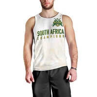 South Africa Cricket Champion Custom Men Tank Top Gold Proteas - All White - Wonder Print Shop
