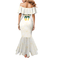 South Africa Cricket Champion Custom Mermaid Dress Gold Proteas - All White - Wonder Print Shop