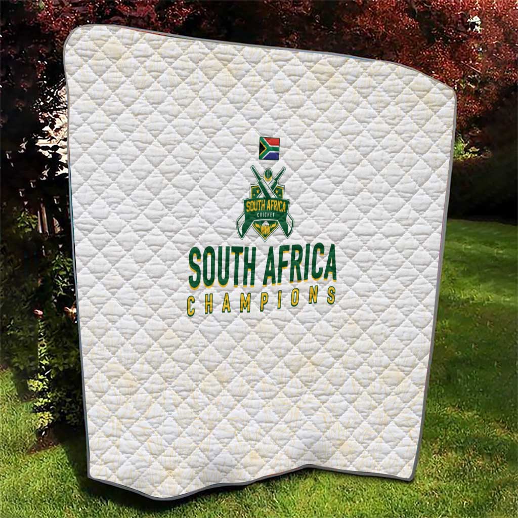 South Africa Cricket Champion Quilt Gold Proteas - All White - Wonder Print Shop