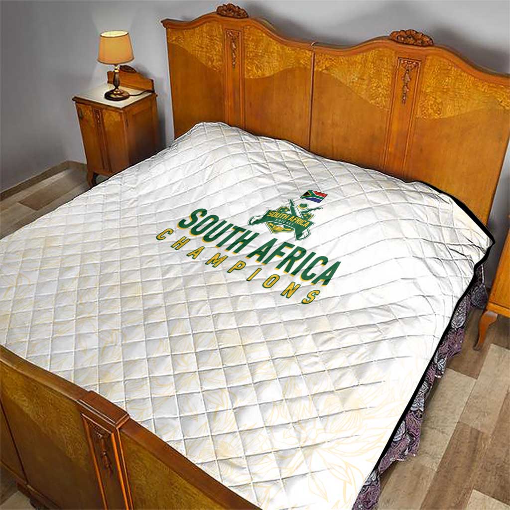 South Africa Cricket Champion Quilt Gold Proteas - All White - Wonder Print Shop