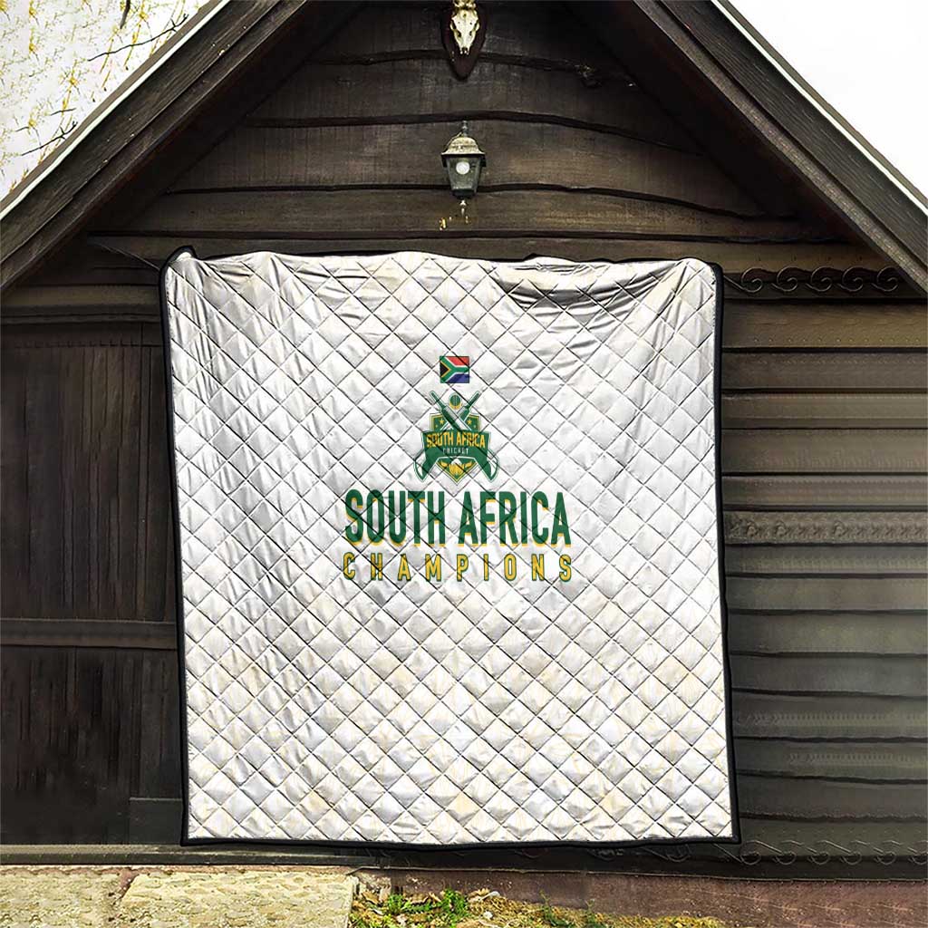South Africa Cricket Champion Quilt Gold Proteas - All White - Wonder Print Shop
