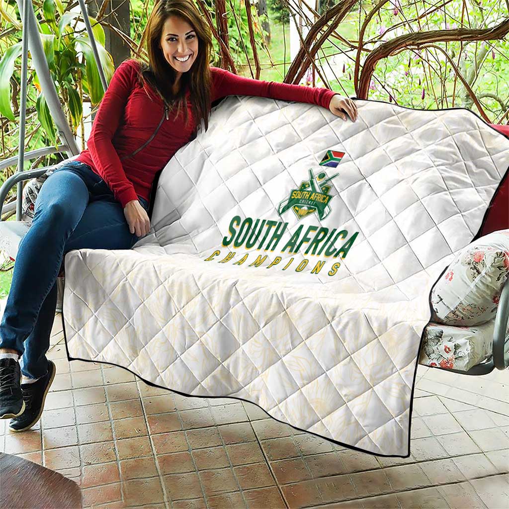 South Africa Cricket Champion Quilt Gold Proteas - All White - Wonder Print Shop