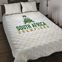 South Africa Cricket Champion Quilt Bed Set Gold Proteas - All White - Wonder Print Shop