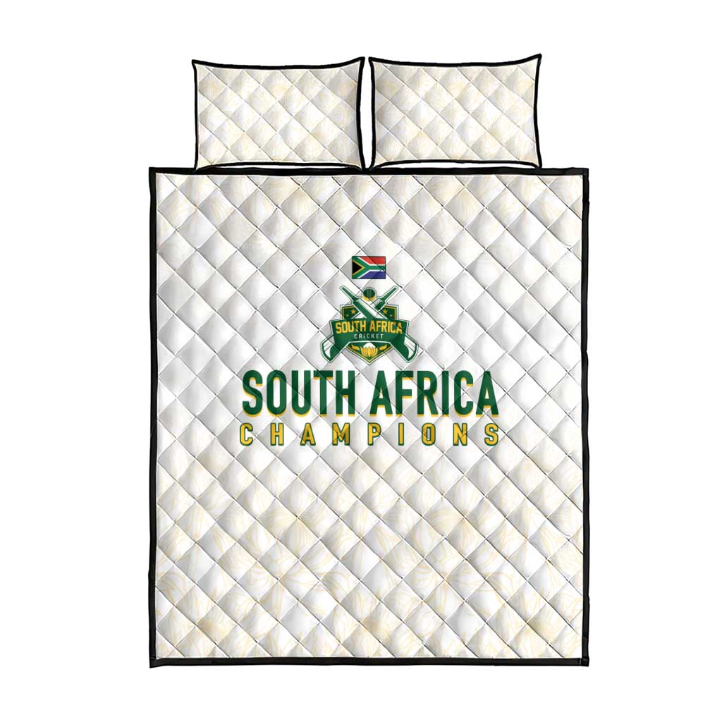 South Africa Cricket Champion Quilt Bed Set Gold Proteas - All White - Wonder Print Shop
