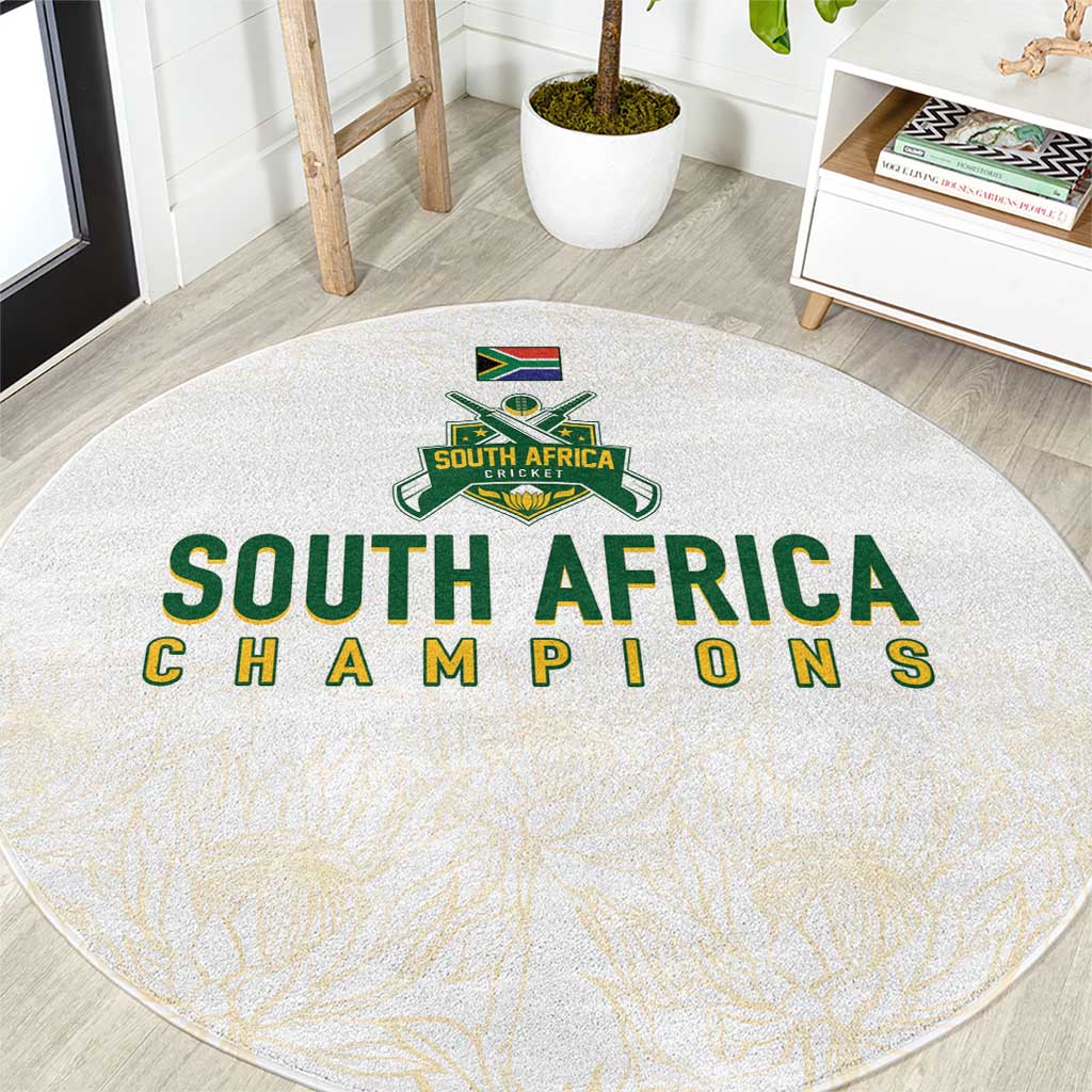 South Africa Cricket Champion Round Carpet Gold Proteas - All White - Wonder Print Shop