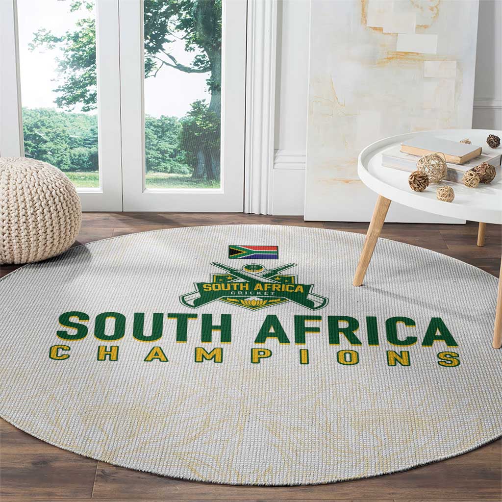 South Africa Cricket Champion Round Carpet Gold Proteas - All White - Wonder Print Shop
