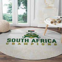 South Africa Cricket Champion Round Carpet Gold Proteas - All White - Wonder Print Shop